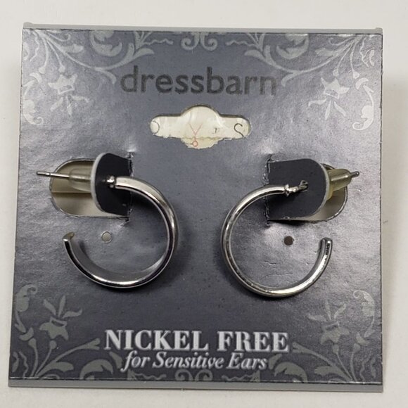 2/$30 Silver tone Small Open Hoop Earrings - 0.6-in - Women's Fashion Jewelry - Picture 5 of 7